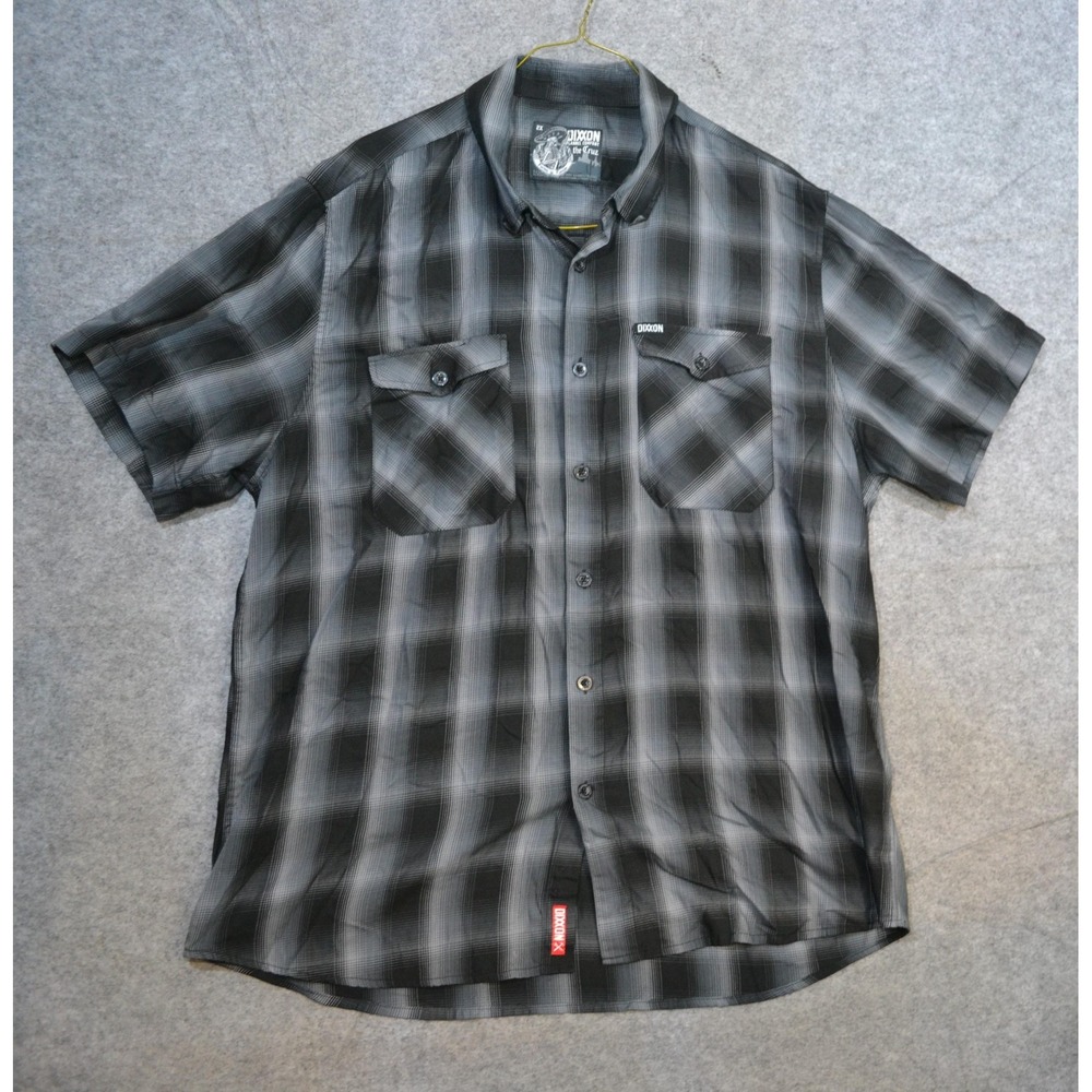 Dixxon Shirt Mens 2XL Gray Plaid The Cruz Bamboo Short Sleeve Button Up Casual